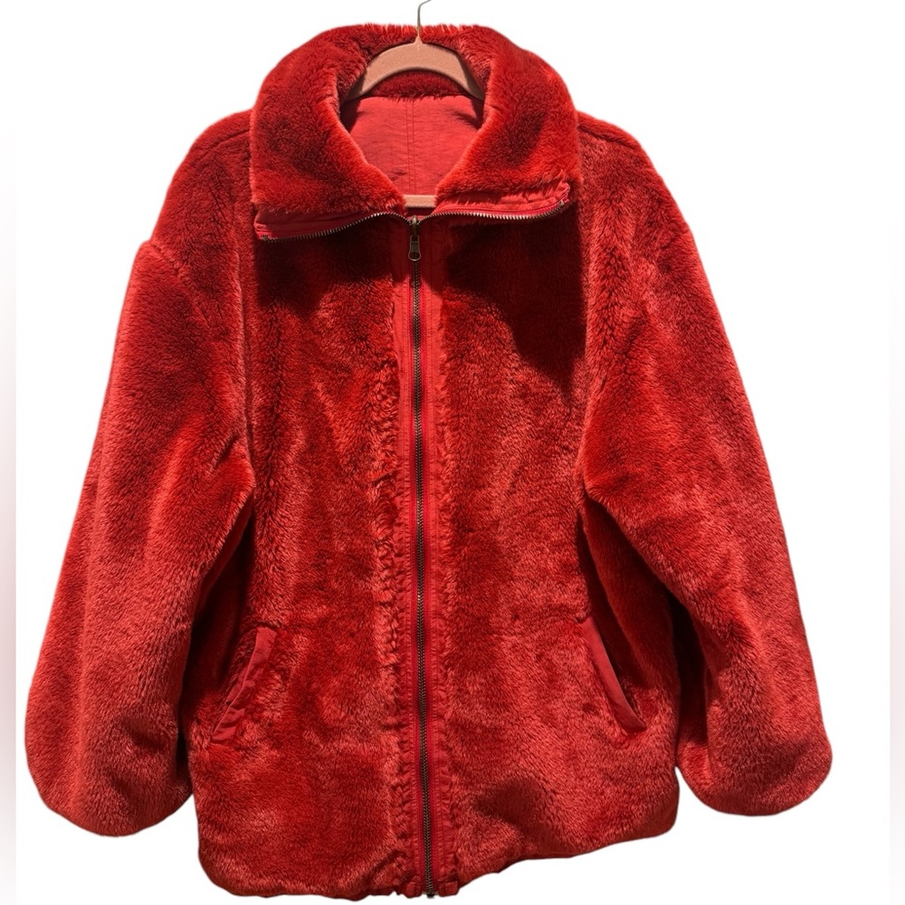 COOPER COLLECTIONS Vintage Reversible Red Faux Fur Jacket